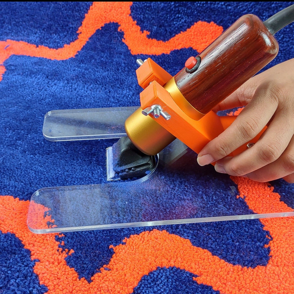 This carpet carving machine holder acts as a guide to add more control while working on even out your work. 